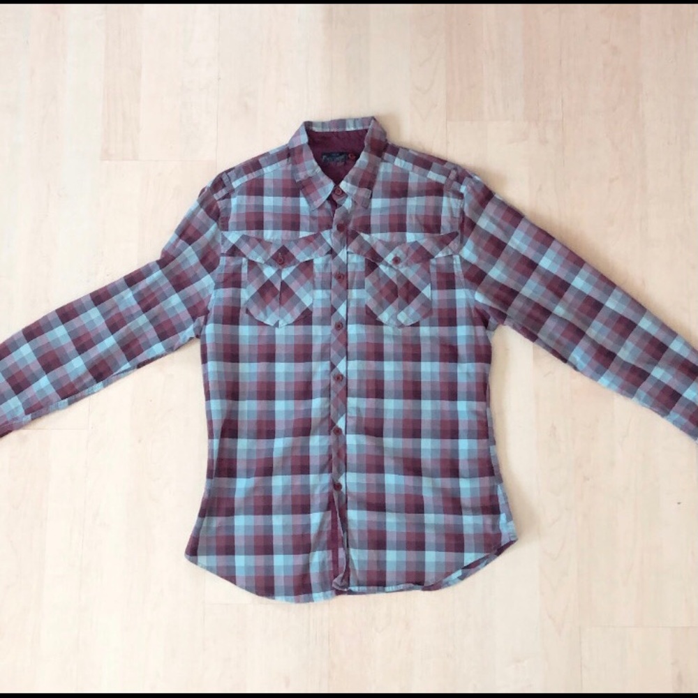 Burgundy long sleeve button up shirt